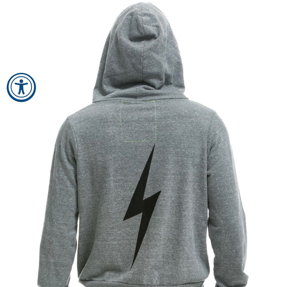 Aviator Nation, BOLT FULL ZIP HOODIE, Size Large, Charcoal Grey